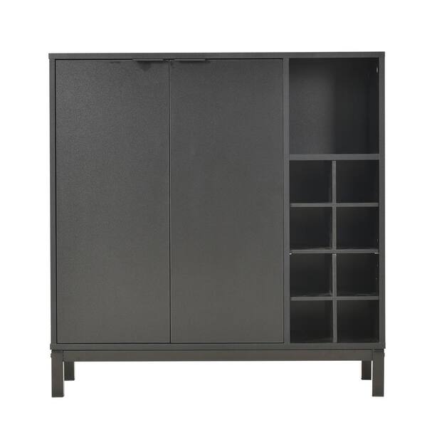Unbranded Earle 8-Bottle Black Wooden Storage Cabinet Wine Rack