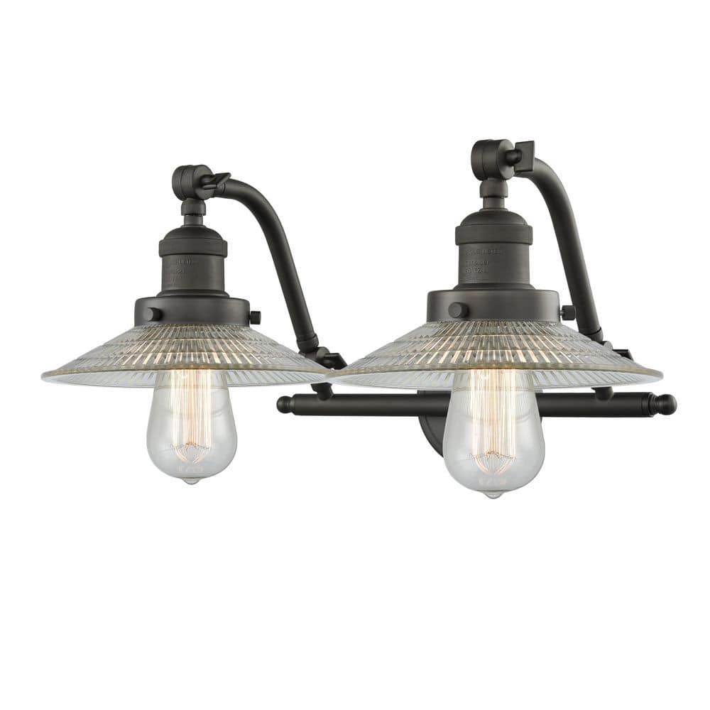 Halophane 18.25 in. 2-Light Oil Rubbed Bronze Vanity Light with Glass Shade price history on PriceWatchPro