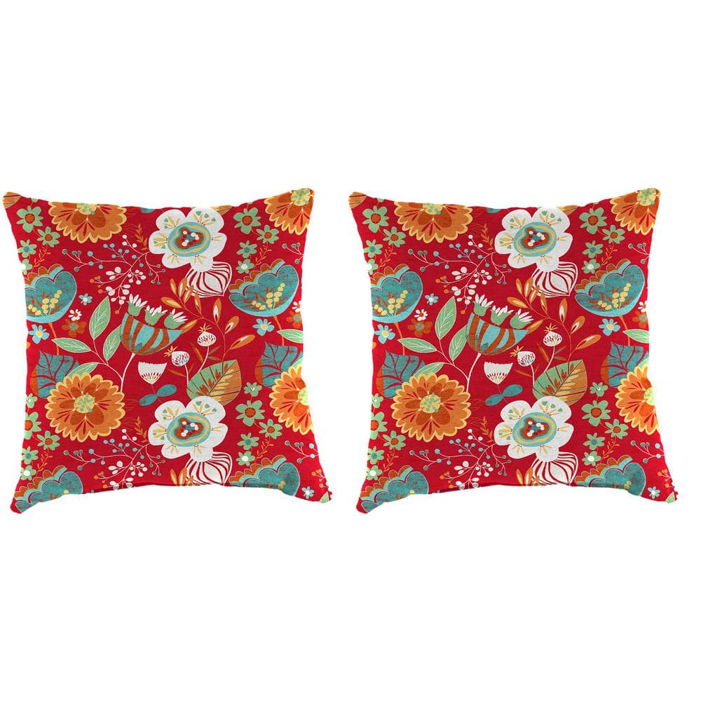 16 in. L x 16 in. W x 4 in. T Square Outdoor Throw Pillow in Avianna Saxony (2-Pack) price history on PriceWatchPro