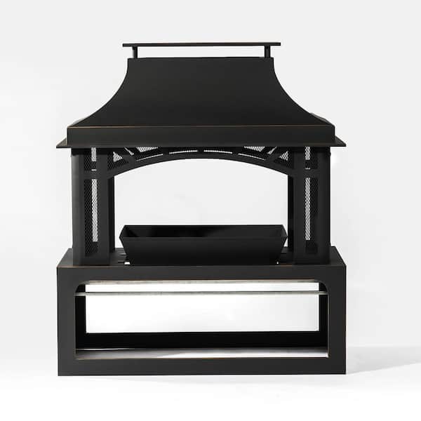 40 in. Matt Black Steel Wood Burning Fire Pit