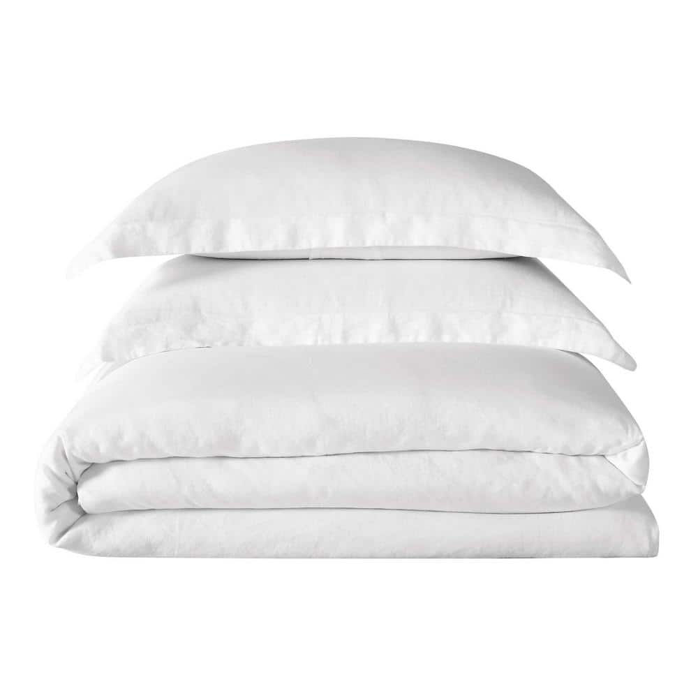 White Linen Full/Queen 3-Piece Duvet Cover Set