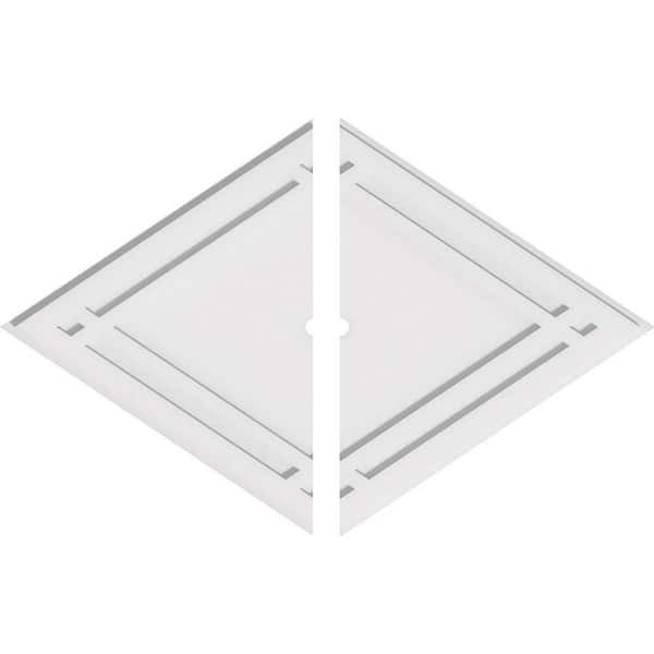 Ekena Millwork 36 in. W x 24 in. H x 1 in. ID x 1 in. P Diamond Architectural Grade PVC Contemporary Ceiling Medallion (2-Piece)