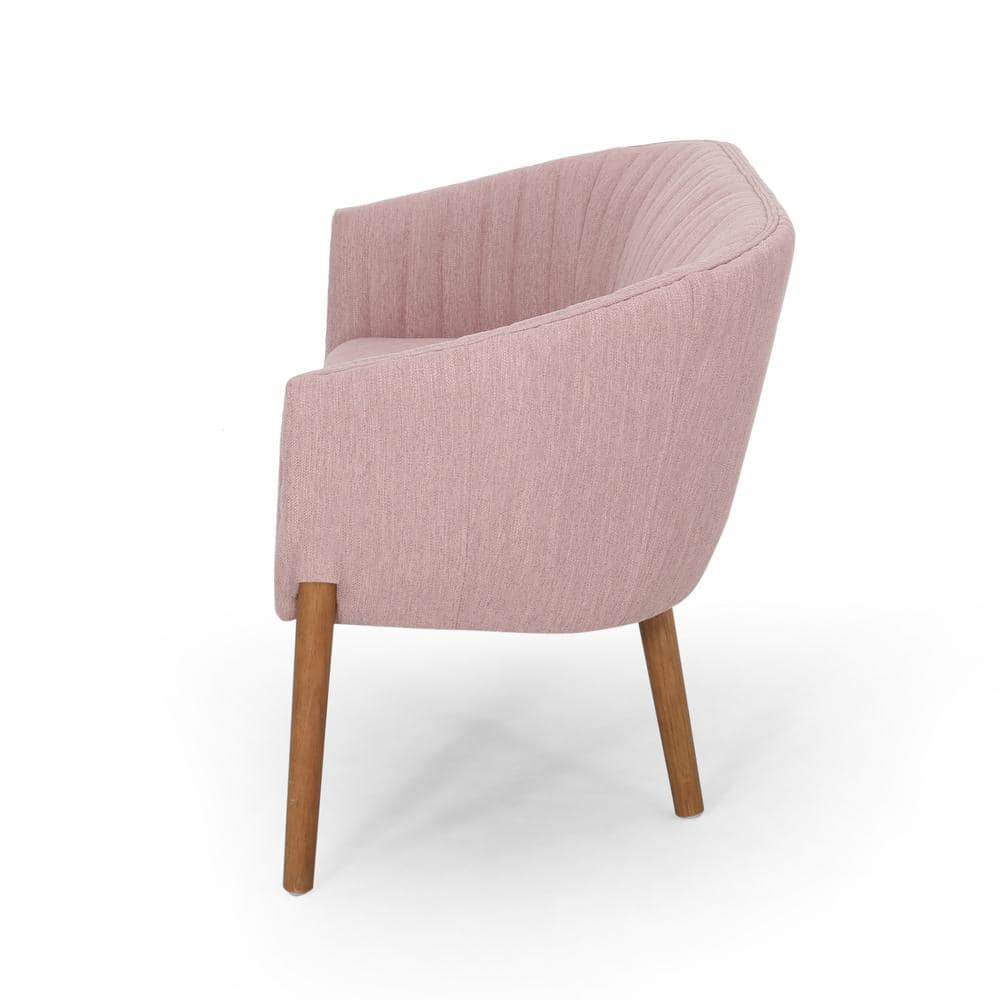Mid-Century Tufted Fabric Loveseat with Curved Backrest, Brown