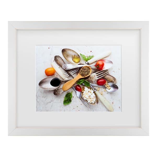 Trademark Fine Art Aleksandrova Karina Spoons And Salad Matted Framed Photography Wall Art 13 in. x 16 in.
