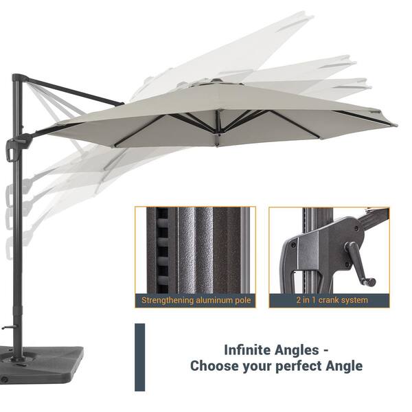 JOYESERY 11 ft. Aluminum Cantilever Patio Umbrella with a Base