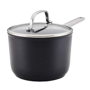 3 qt. Black Hard-Anodized Induction Hard Anodized Aluminum, Nonstick, Sauce Pan with Lid