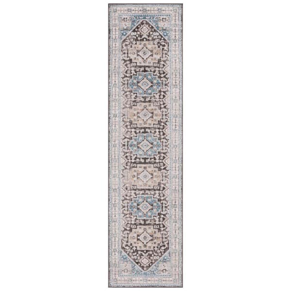 SAFAVIEH Cornelia 2 ft. x 8 ft. Blue/Charcoal Distressed Medallion Runner Rug