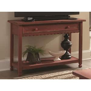 Country Cottage 42 in. Red Rectangle Wood Console Table with Drawer