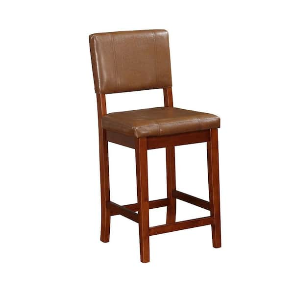 Linon Home Decor Milano Rubberwood Hardwoods MDF PVC Counter Stool in Russet Medium/Dark Walnut