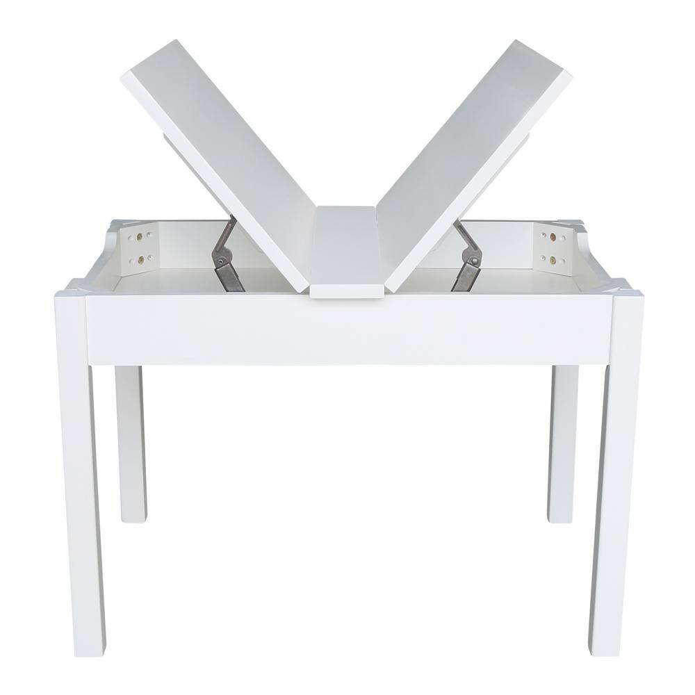 White Rectangular Extendable Wood Lift Top Table