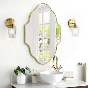 18 in. W x 24 in. H Scalloped Gold Decorative Wall Mirror Classic Accent Mirror