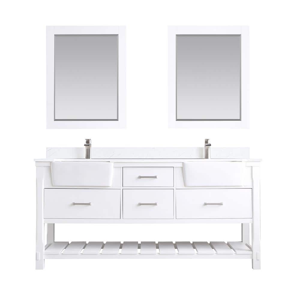 Altair 72 in. Bathroom Vanity in White with Composite Carrara