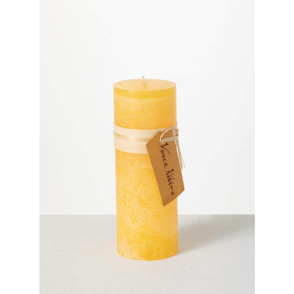 Vance Kitira 9" Pale Yellow Timber Pillar Candle CT247PYL The Home Depot
