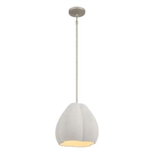 Sima 60-Watt 1-Light Burnished Nickel Shaded Pendant Light with Natural Cement Shade No Bulbs Included