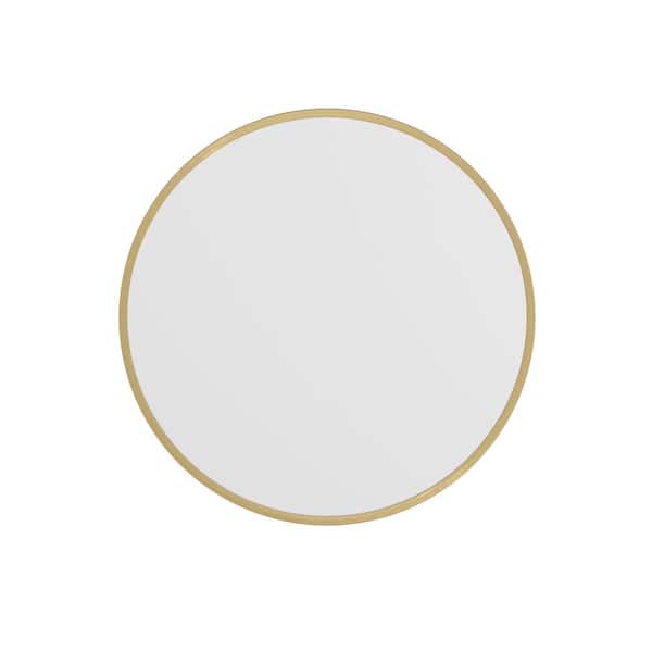 TAYLOR + LOGAN 24 in. W x 24 in. H Modern Round Gold Wall Mounted Mirror