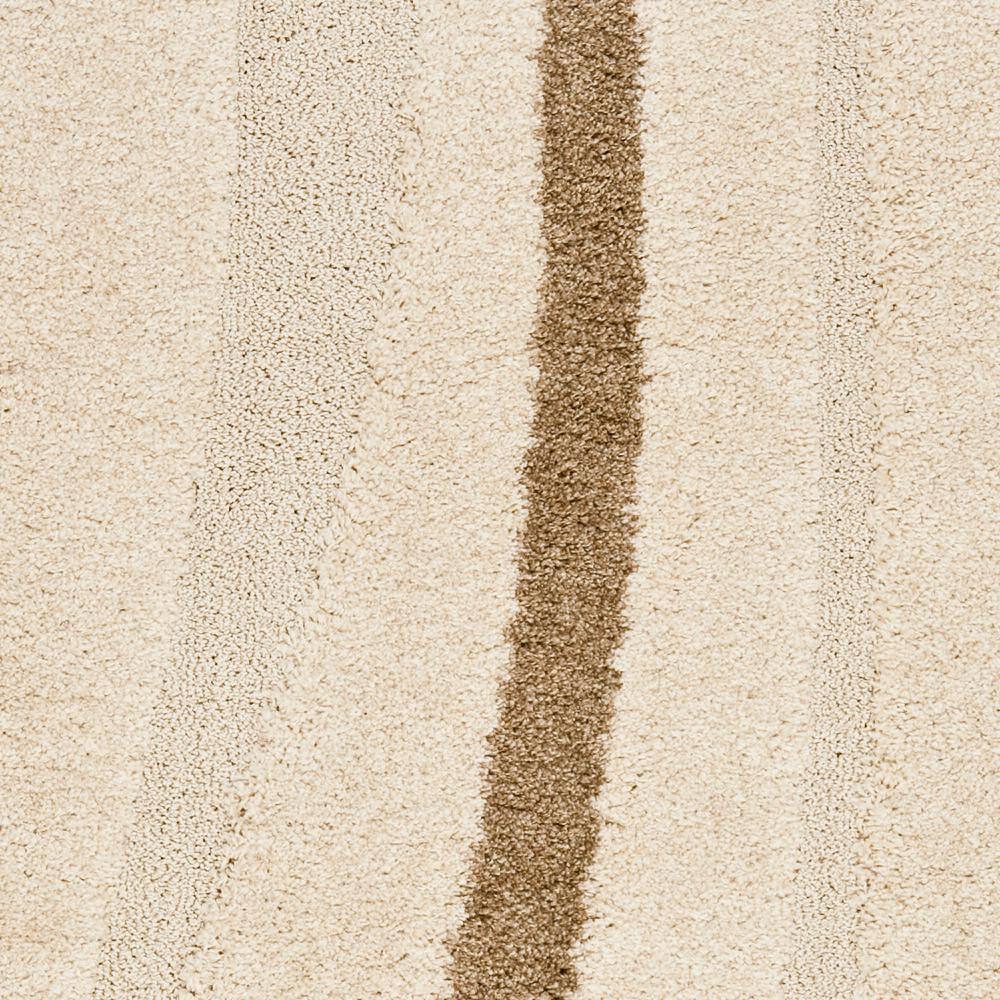 Elegant Waves Cream/Dark Brown Hand-Knotted Shag Rug 5'3" X 7'6"