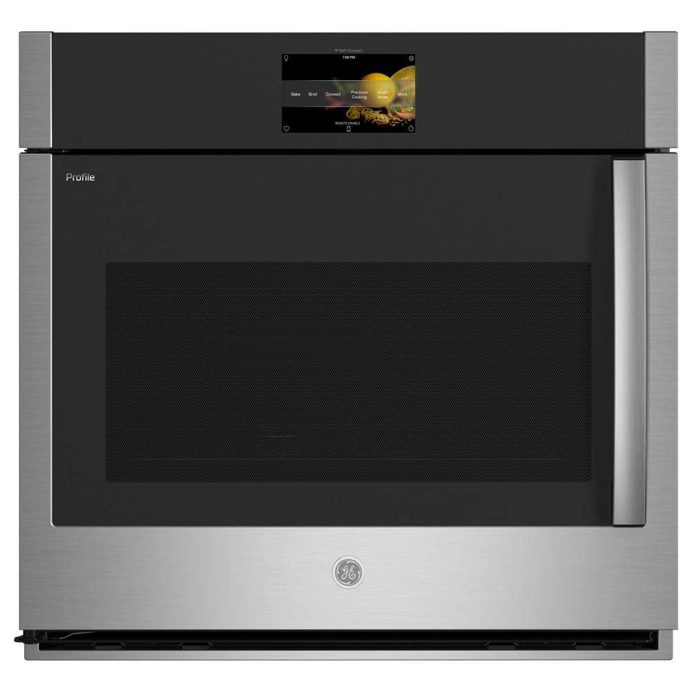 GE Profile Profile Smart 30 in. Single Electric Wall Oven with Left-Hand Side-Swing Doors and Convection in Stainless Steel, Silver