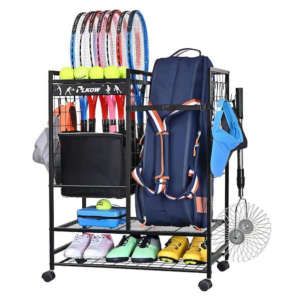 80 lbs. Weight Capacity Tennis Bag Sport Organizer Freestanding Storage Rack for Garage Club