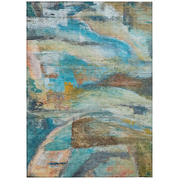 Addison Rugs Chantille Machine Washable Indoor/Outdoor Abstract ACN2039 Teal 5 ft. x 7 ft. 6 in. Area Rug