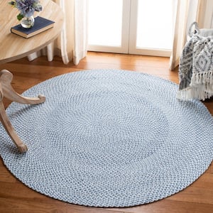 Braided Blue/Aqua 9 ft. x 9 ft. Round Solid Area Rug