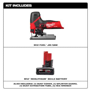 M12 12V Fuel Lithium-Ion Cordless Jig Saw with M12 XC 4.0 Ah Battery Pack