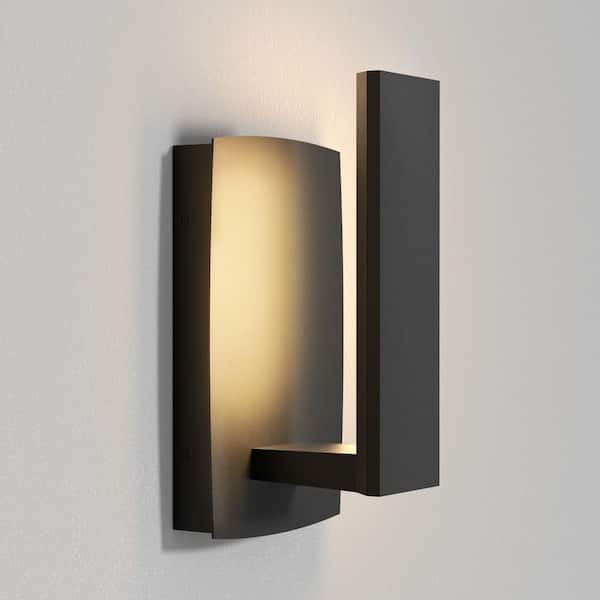 LamQee 8.9 in. Black Outdoor Hardwired Wall Lantern Sconce Integrated LED
