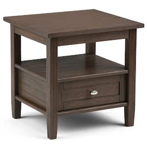 Warm Shaker Solid Wood 20 in. Wide Rectangle Transitional End Side Table in Farmhouse Brown