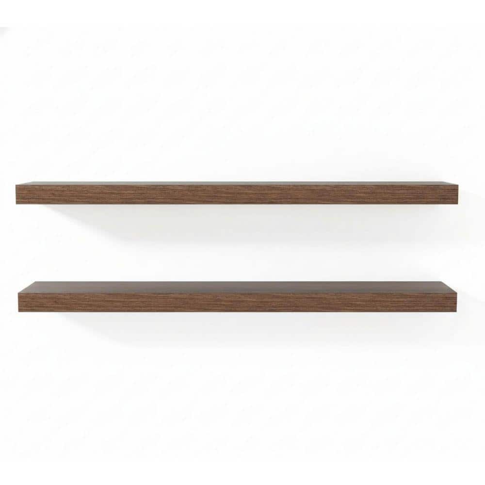 48 in. W x 7.9 in. D Walnut Floating Shelves, Pine Solid Wood