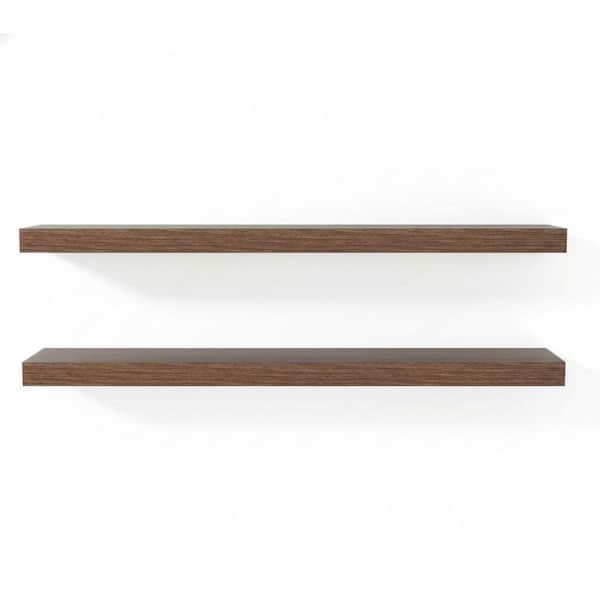 48 in. W x 12 in. D Walnut Floating Shelves 2 in. Thick Decorative