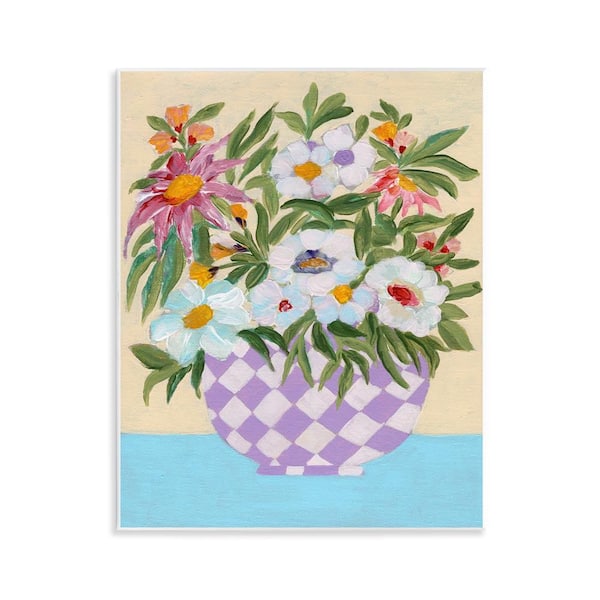 Stupell Industries Checkered Flower Pot by Nikita Jariwala Unframed Nature Graphic Art Print 14 in. x 11 in.