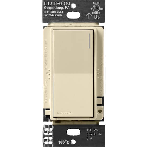 Lutron Sunnata Switch, for 6A Lighting or 3A 1/10 HP Motor, Single Pole/Multi Location, Sand (ST-6ANS-SD)
