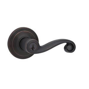 Lido Venetian Bronze Entry Door Handle Featuring SmartKey Security with Microban Antimicrobial Technology