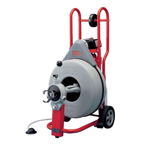 K-750 Drain-Cleaning Machine with C-27 5⁄8 in. x 75 ft. IC Cable, Cutter Tips, Retrieving Auger, and Gloves