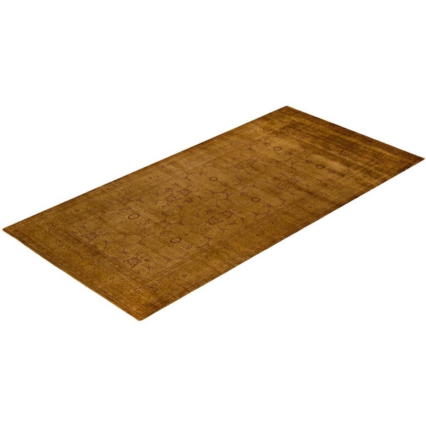 Overdyed Gold 6 x 12 Wool Indoor Area Rug