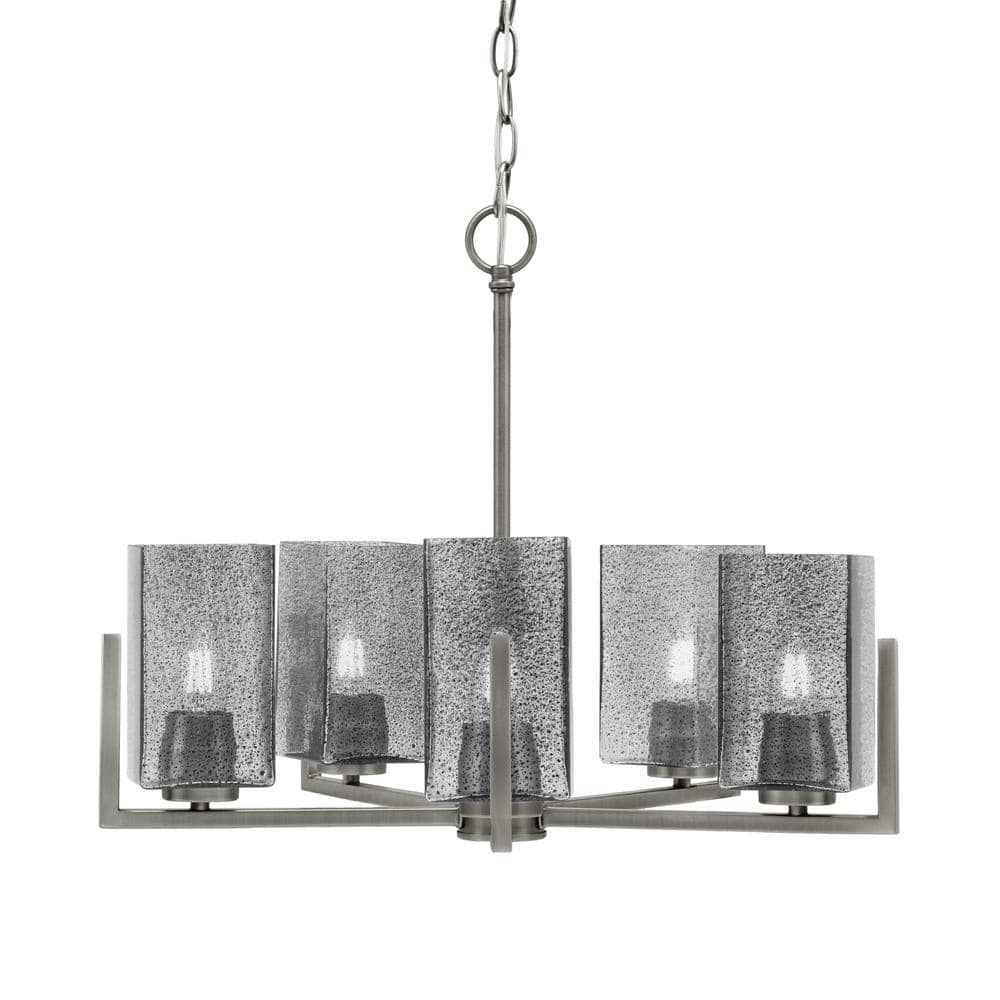 Cottonwood 20 in. 5 Light Graphite Chandelier with 3.5 in. Square Smoke Bub