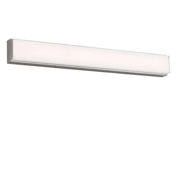Panna 24 in. W x 3 in. H Brushed Nickel Modern Dimmable LED Bathroom Vanity Light with White Acrylic Diffusor