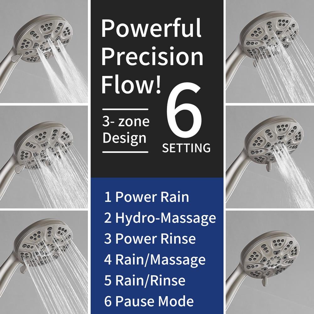 Brushed Nickel Wall Mount Handheld Shower Head with Adjustable Bracket