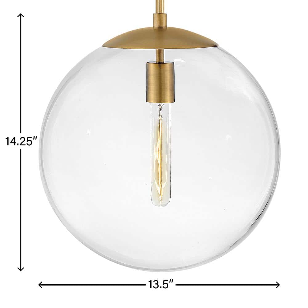 Heritage Brass Clear Globe Pendant with LED - 14" x 13.5"