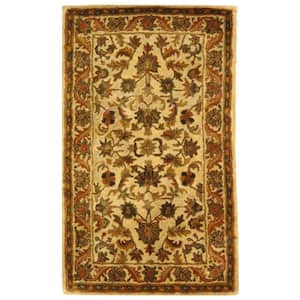 Antiquity Gold Doormat 3 ft. x 5 ft. Border Floral Solid Area Rug