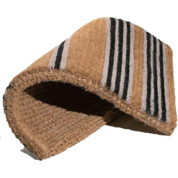 Traditional Coir, Black Stripes, 30 in. x 18 in. Natural Coconut Husk Door Mat