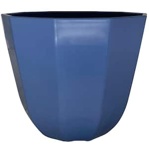 16 in. Lucinda Blue Waltz Decorative Plastic Planter (16 in. D x 13 in. H) with Drainage Hole