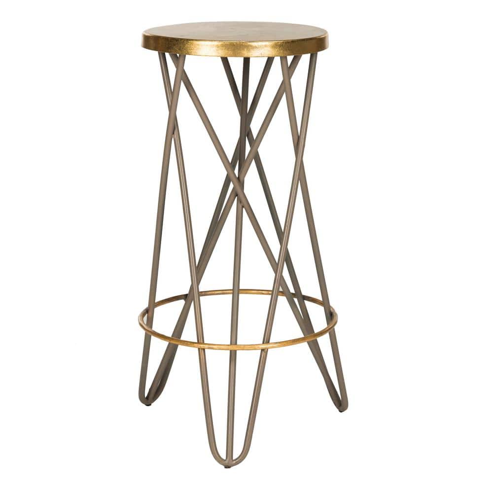 Beige and Gold Hairpin Leg Industrial Bar Stool