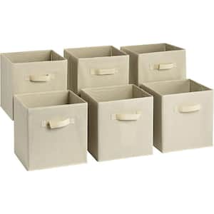 11 in. H x 10.5 in. W x 11 in. D Beige Foldable Cube Storage Bin (6-Pack)