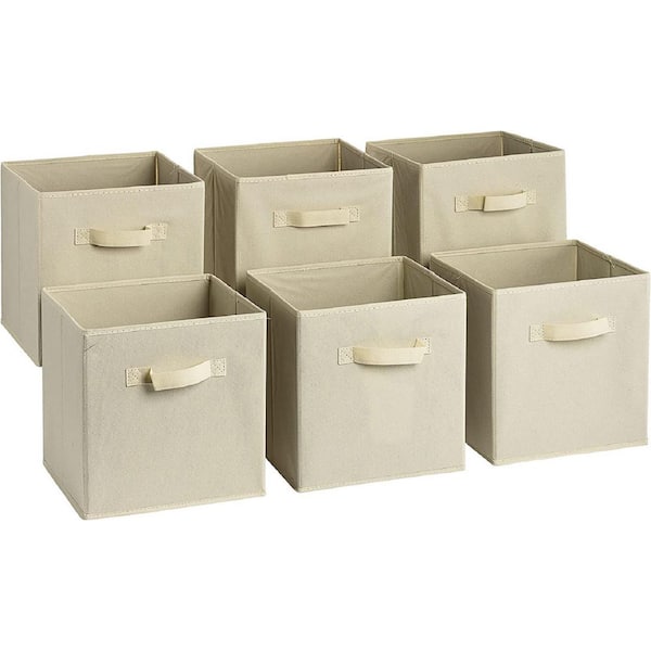 Sorbus 11 in. H x 10.5 in. W x 11 in. D Beige Foldable Cube Storage Bin (6-Pack)