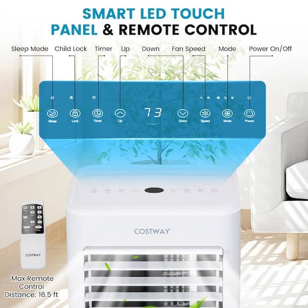 6,000 BTU Portable Air Conditioner Cools 350 Sq. Ft. with Dehumidifier and Remote in White