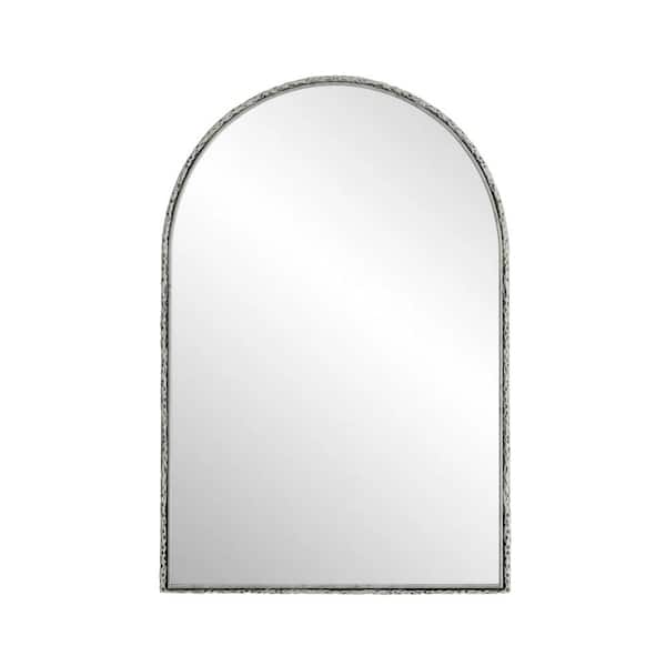 Unbranded Silver 24.02 in W x 35.83 in. H Arched Wall Mirror Vanity Mirror or Wall Decor for Living Room Bedroom Entryway