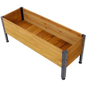 37 in. x 12.75 in. x 14.75 in. Wood Rectangular Raised Garden Bed, Elevated Herbs Vegetables Flowers Great Patio