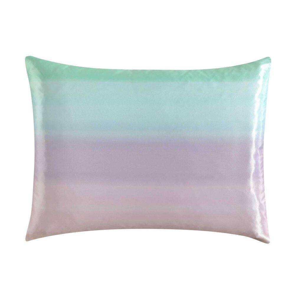 Pastel Ombre Purple and Green Satin King Bedspread Set