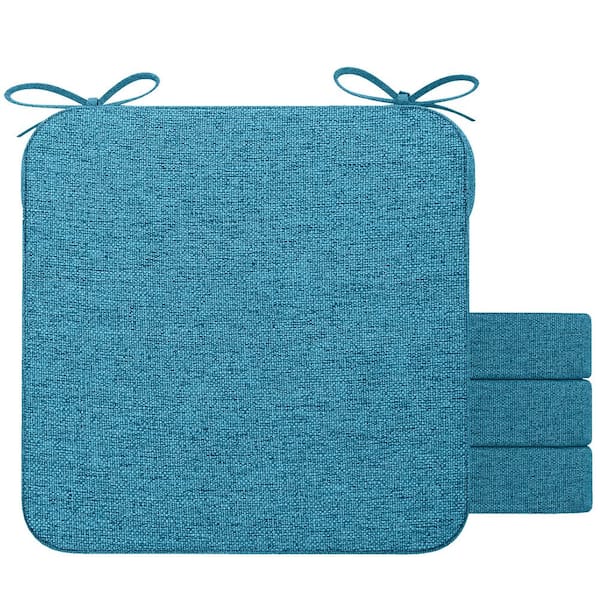 Unbranded 16" x 16" x 2" Square Indoor Chair Cushions with Removable Cover for Kitchen and Dining Chairs in Teal (Set of 4)