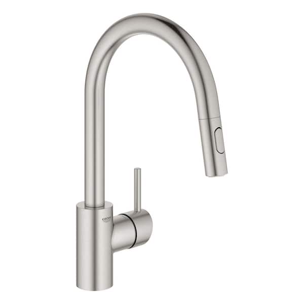 Samengroeiing hart humor GROHE Concetto Single-Handle Pull-Out Sprayer Kitchen Faucet 1.75 GPM in  Super Steel Infinity 32665DC3 - The Home Depot